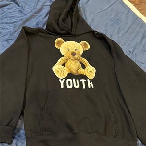 Fashion Nova Black Hoodie with Youthful Bear Design